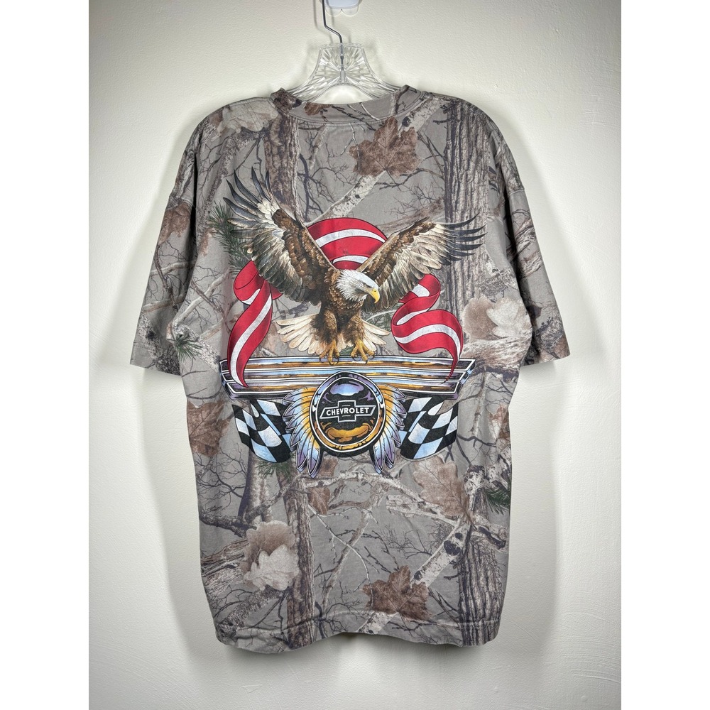 Hollister Mens T-Shirt Large Camo Chevrolet Eagle Heavyweight Boxy Gorpcore Tee
